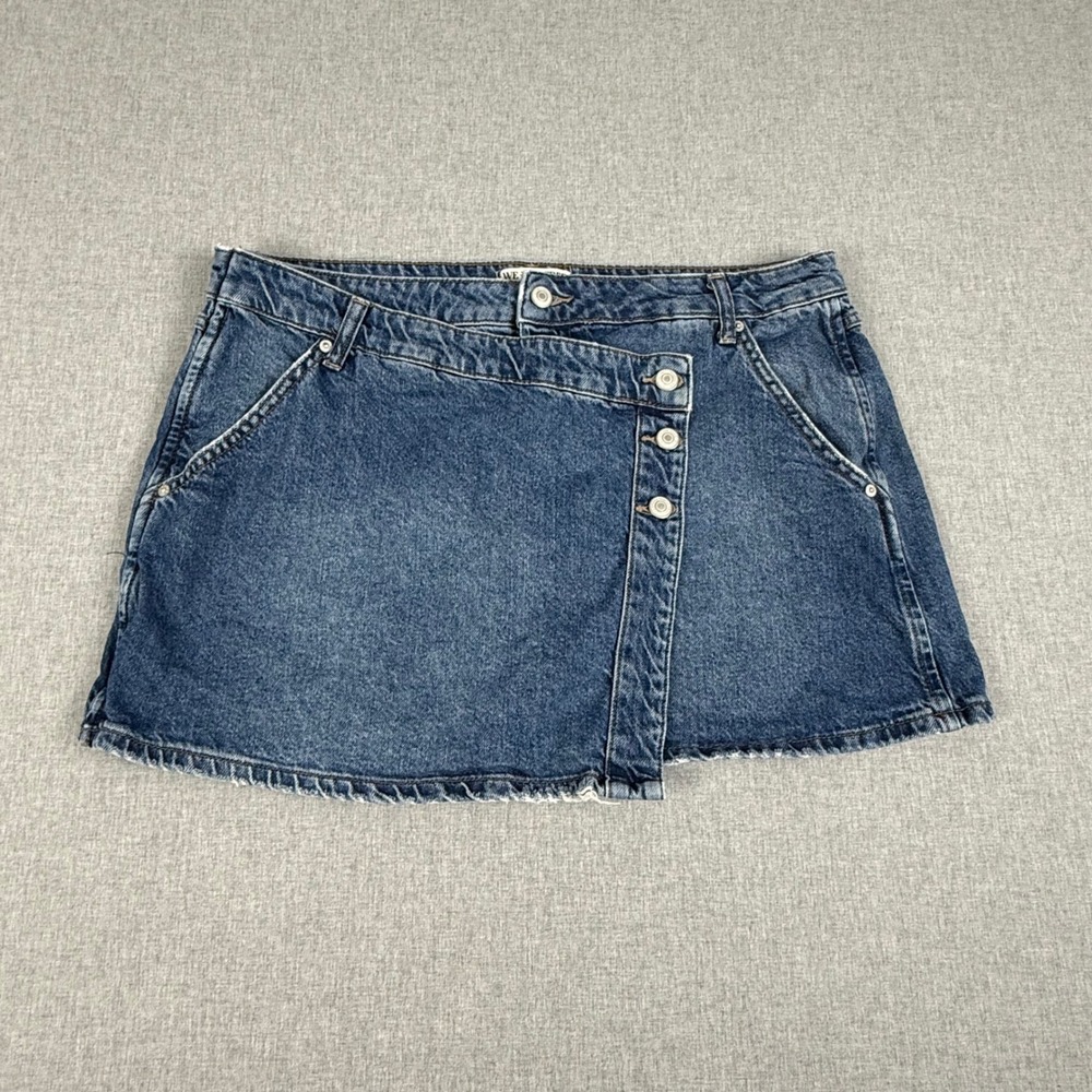 We The Free Free People Wynne Denim Skort Blue Asymmetric Mini Skirt Size 33